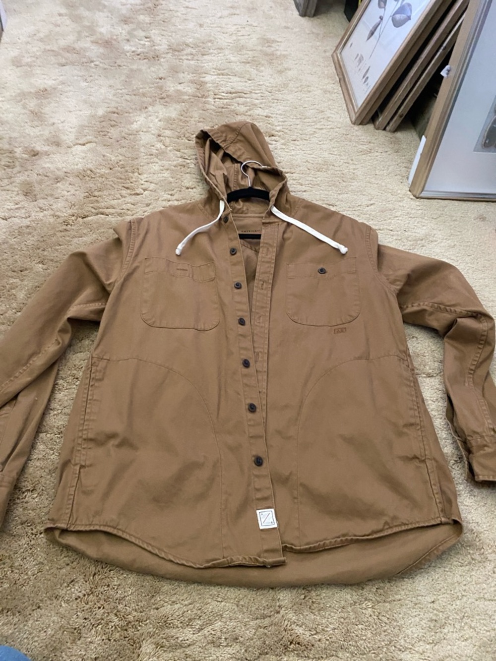American Eagle Outfitters Brown Hooded Shirt Jacket